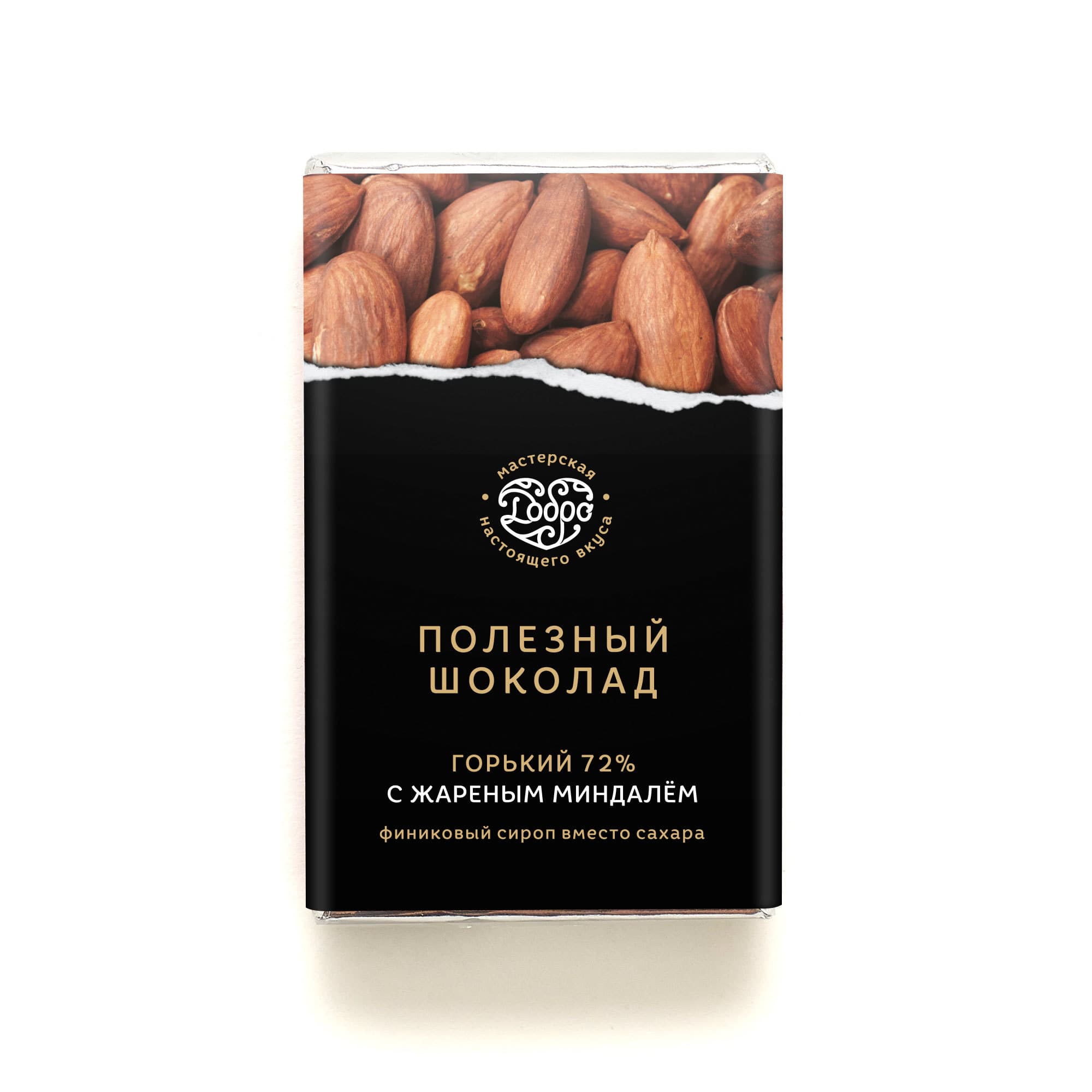 Шоколад горький, 72% какао, на финиковом пекмезе, с жареным миндалём — миниатюра 4