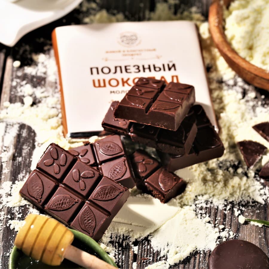 Шоколад молочный, 54% какао, на меду, (классический) — миниатюра 2